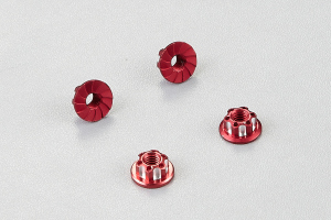 Aluminum serrated safety wheel nuts (red) 4pcs.